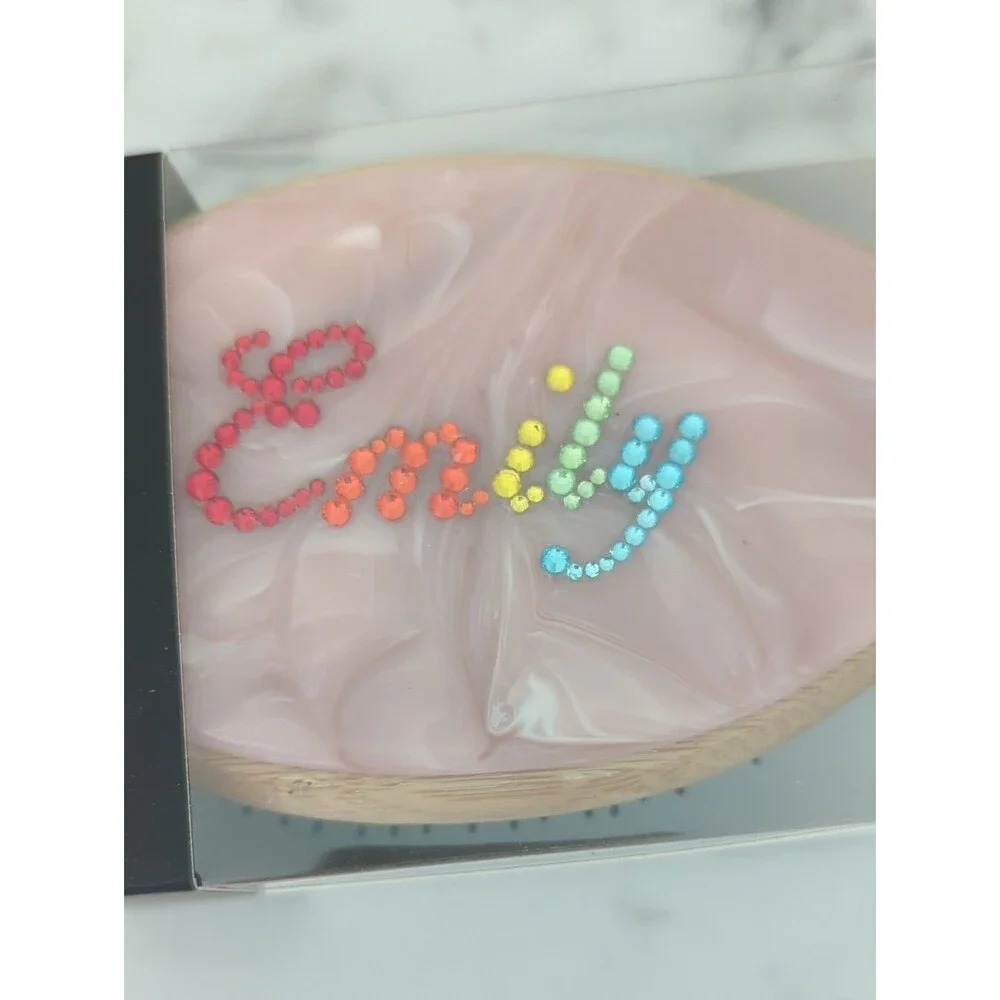 Personalized Emily Rhinestone Bamboo Massage Brush